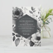 Invitation Charcoal Etched Flora Wedding (Debout devant)