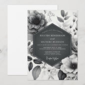 Invitation Charcoal Etched Flora Wedding (Devant / Derrière)