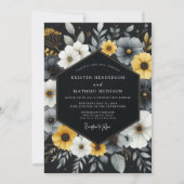 Invitation Charcoal Floral Bloom Wedding (Devant)