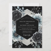 Invitation Charcoal Floral Gothic Romance Wedding (Devant)