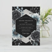 Invitation Charcoal Floral Gothic Romance Wedding (Debout devant)