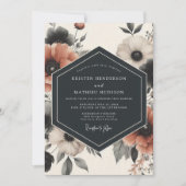 Invitation Charcoal Floral Moody Romance Wedding (Devant)