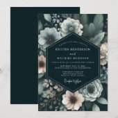 Invitation Charcoal Gloaming Anemone Wedding (Devant / Derrière)