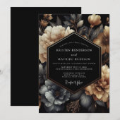 Invitation Charcoal Gold Chiaroscuro Wedding (Devant / Derrière)