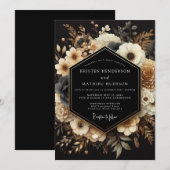 Invitation Charcoal Gold Nocturne Wedding (Devant / Derrière)