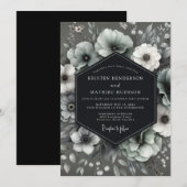 Invitation Charcoal Gothic Anemone Wedding (Devant / Derrière)