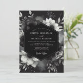Invitation Charcoal Gothique Fleurs de Mariage (Debout devant)