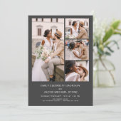 Invitation Charcoal Grey All In One QR Code Photo Mariage (Debout devant)