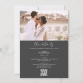 Invitation Charcoal Grey All In One QR Code Photo Mariage (Dos)