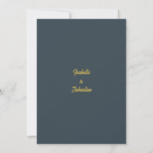 Invitation Charcoal Grey & Pale Gold Heart Enregistrer la dat (Dos)