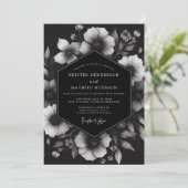 Invitation Charcoal Ink Blot Bloom Wedding (Debout devant)