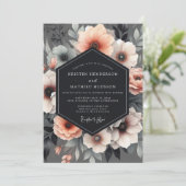 Invitation Charcoal Luminous Flora Wedding (Debout devant)