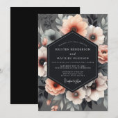 Invitation Charcoal Luminous Flora Wedding (Devant / Derrière)