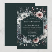 Invitation Charcoal Mauve Luminous Bloom Wedding (Devant / Derrière)