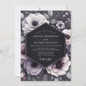 Invitation Charcoal Melancholy Anemone Wedding (Devant)