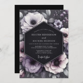 Invitation Charcoal Melancholy Anemone Wedding (Devant / Derrière)