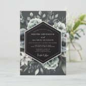 Invitation Charcoal Moonlit Flora Wedding (Debout devant)