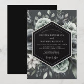 Invitation Charcoal Moonlit Flora Wedding (Devant / Derrière)