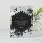Invitation Charcoal Noir Bloom Mariage (Debout devant)