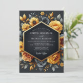 Invitation Charcoal Ochre Baroque Wedding (Debout devant)