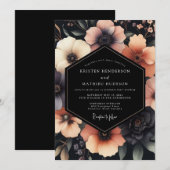 Invitation Charcoal & Peach Luminous Wedding (Devant / Derrière)