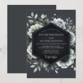 Invitation Charcoal Penumbral Bloom Wedding (Devant / Derrière)