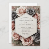 Invitation Charcoal Rose Timeless Bloom Wedding (Devant / Derrière)