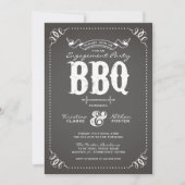 Invitation Charcoal Rustic Engagement Party BBBQ (Devant)