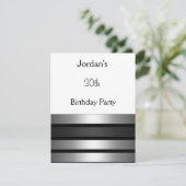 Invitation Charcoal Silver Stripes Blanc 30ème anniversaire f (Debout devant)