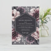 Invitation Charcoal Somber Flora Wedding (Debout devant)