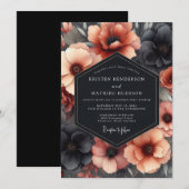 Invitation Charcoal & Terracotta Dramatic Bloom Wedding (Devant / Derrière)