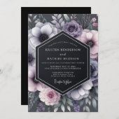 Invitation Charcoal Twilight Anemone Wedding (Devant / Derrière)