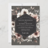 Invitation Charcoal Umbral Bloom Wedding (Devant)