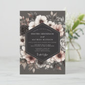 Invitation Charcoal Umbral Bloom Wedding (Debout devant)
