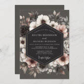 Invitation Charcoal Umbral Bloom Wedding (Devant / Derrière)