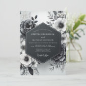 Invitation Charcoal Vesperal Flora Wedding (Debout devant)