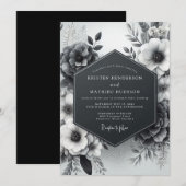 Invitation Charcoal Vesperal Flora Wedding (Devant / Derrière)