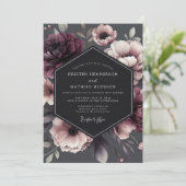 Invitation Charcoal Victorian Bloom Wedding (Debout devant)