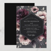 Invitation Charcoal Victorian Bloom Wedding (Devant / Derrière)
