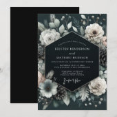 Invitation Charcoal Wintry Pine Wedding (Devant / Derrière)