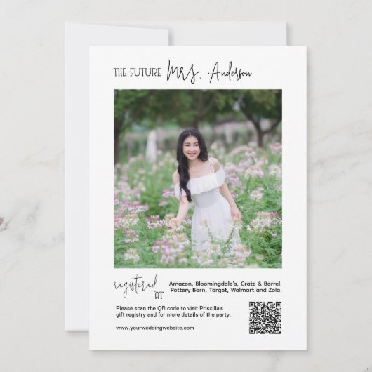 Invitation Charcuterie avec le Code QR de la mariée à devenir (Dos)