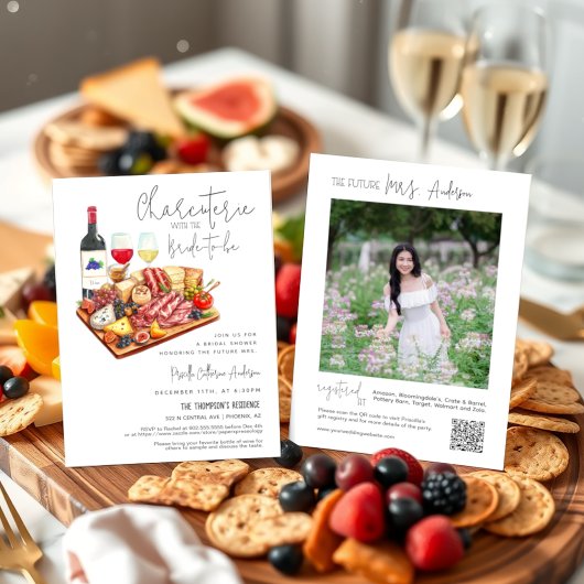 Invitation Charcuterie avec le Code QR de la mariée à devenir