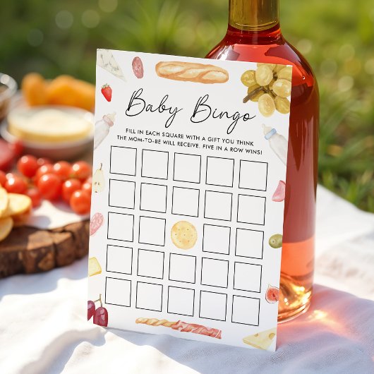 Invitation Charcuterie Baby Shower Bingo Card