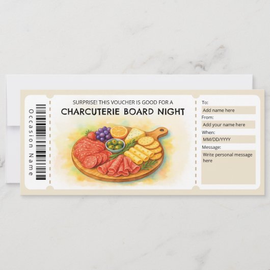 Invitation Charcuterie Board Night Gift Certificate (Devant)