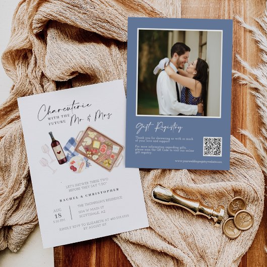 Invitation Charcuterie Commission Couples Douche QR Code Phot