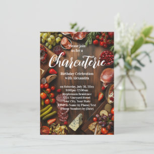 Invitation Charcuterie Filles Nuit Anniversaire Fête ou Socia