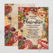 Invitation Charcuterie Filles Nuit Anniversaire ou Dégustatio (Devant / Derrière)