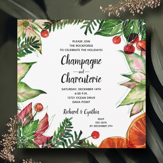 Invitation Charcuterie florale de Noël