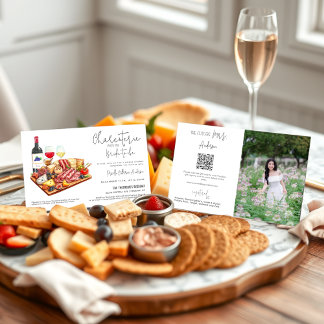 Invitation Charcuterie Party avec la mariée QR Code Photo