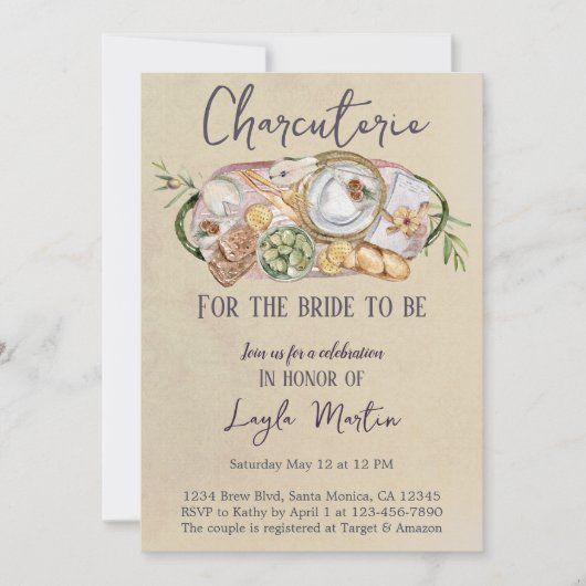 Invitation Charcuterie Pour L'Épouse À Être La Fête Du Consei (Devant)